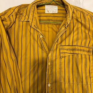 Vintage Onitsuka Tiger by Asics Mustard Striped Dress Shirt